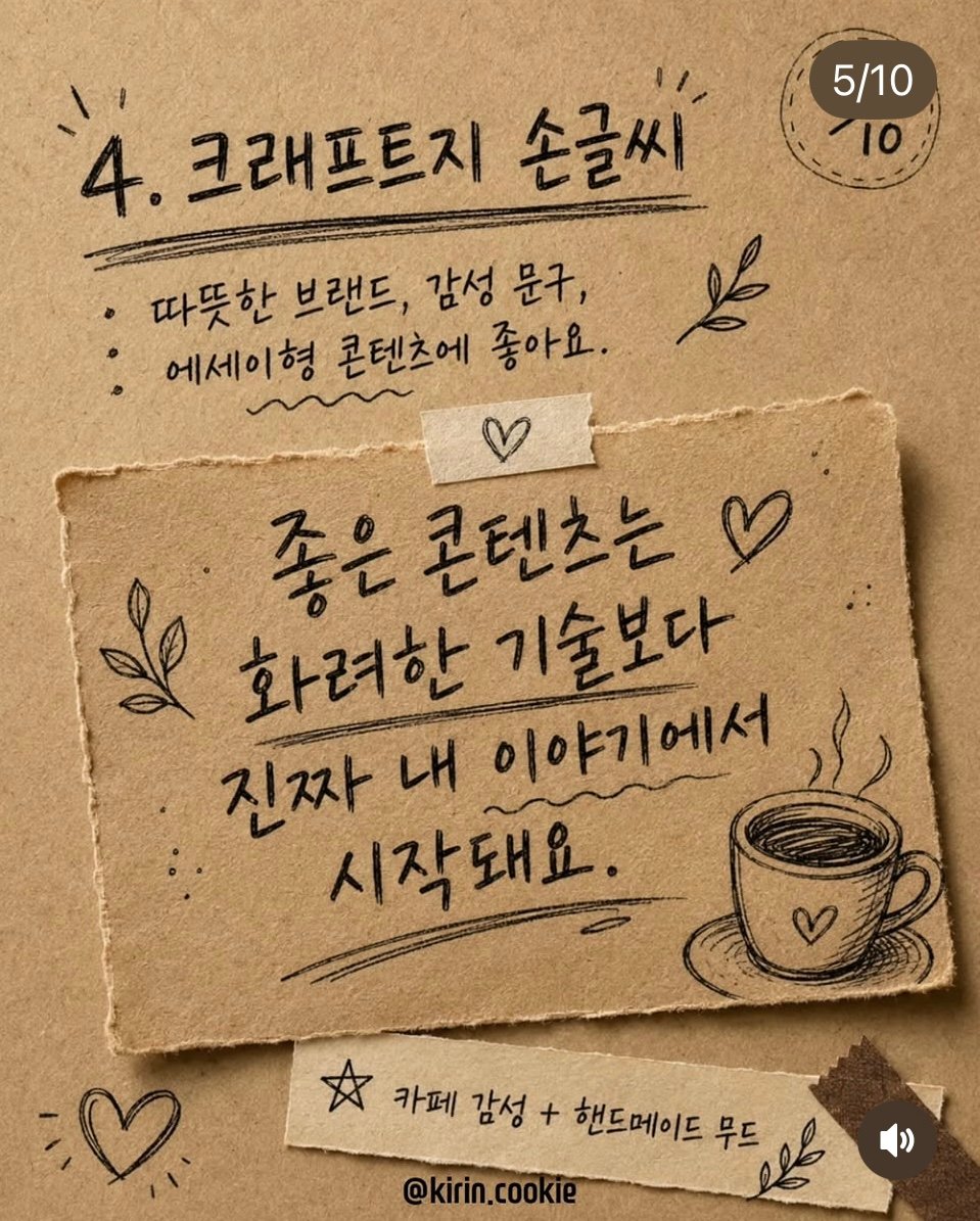 크래프트지 손글씨 컨셉 레퍼런스 이미지
