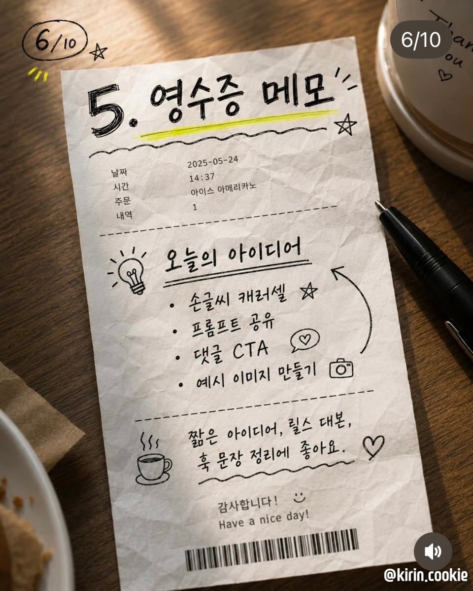 영수증 메모 컨셉 레퍼런스 이미지